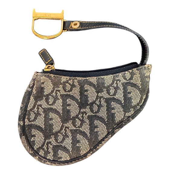 Christian Dior Trotter Saddle Coin Purse Oblique Vintage...